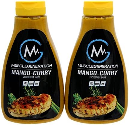 Musclegeneration | Low Carb Grill-Sauce | set of 2 | 2x 425ml | sugarfree Sauce for meat ( 2x Mango-Curry)