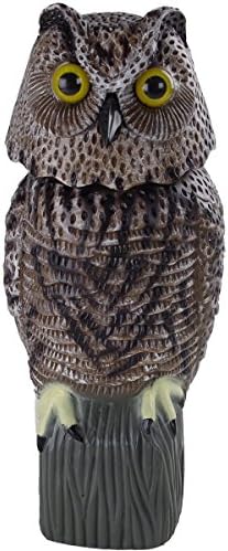 Decorative figure owl, 38x16x17 cm, plastic wobbly owl, bird deterrent, screech owl, bobble head