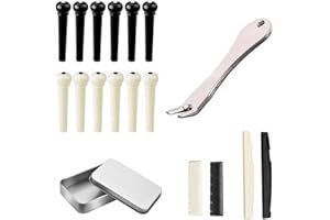 UYVPAER 12 PCS Chevilles pour Guitares, 4 Sillets de Chevalet avec 1 Chevilles Extracteur Outil, Remplacement Broches de Pont de Guitare pour 6 Cordes Guitares Acoustique/Folk/Classique