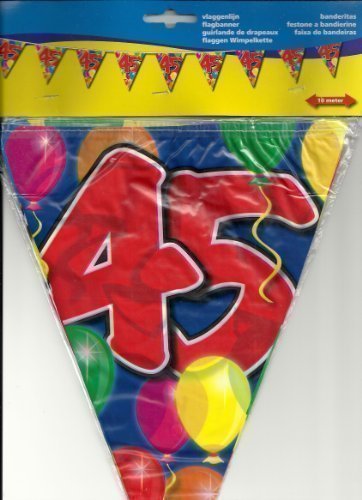 Preisvergleich Produktbild Wimpelkette Girlande 10m Luftballons Zahl 45