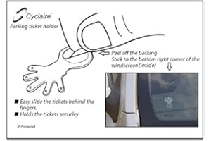 CYCLAIRE TICKET HAND Car windscreen parking ticket holder, Pack of 2 Ticket Hand, neat and effective way to securely display tickets and parking permits without leaving glue on the glass