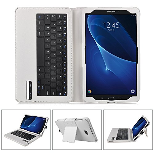 iBetter Samsung Galaxy Tab A 10.1 Bluetooth Tastatur Hülle Keyboard Case [QWERTZ Tastatur]- tastatur Hülle Ultradünn leicht SmartShell Ständer Schutzhülle mit magnetisch abnehmbar drahtloser Bluetooth Tastatur für Samsung Galaxy Tab A 10.1 Zoll T580N/T585N 2016 Tablet (Weiß) - 2