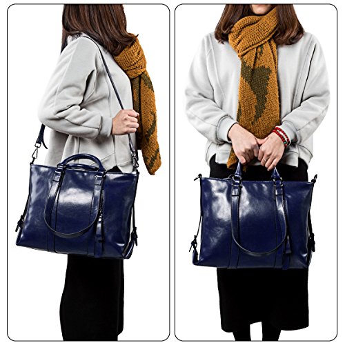 S-ZONE Frauen 3-Weg-Tragen Echtes Leder Tasche Handtasche Schultertasche