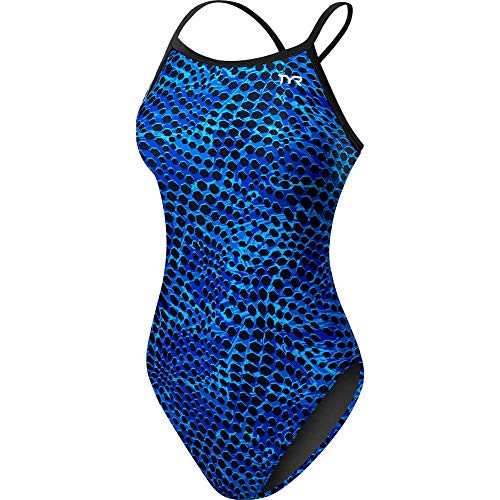 TYR Women's Swarm Female Performance Diamondfit Durafast Swimsuit, Blue, 32