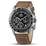 MDC Herren Analog Quarzwerk Armbanduhr Chronograph Outdoor 24 Stunden Datum PU Leder Band
