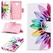 Produktbild LMAZWUFULM Hülle für Samsung Galaxy J7 (2017) DUOS (5,48 Zoll) PU Leder Magnetverschluss Brieftasche Lederhülle Malerei Lebendige Sonnenblumen Muster im Bookstyle mit Stent-Funktion und Karten Slot Schutzhülle Ledertasche Flip Cover für Samsung Galaxy J7 (2017) DUOS (5,48 Zoll)