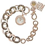 Ricarda M. Damen Bettelarmbanduhr + Armband Damenuhr Uhr Rosé Gold Tigerlook 3 in 1 Set