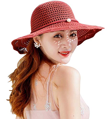 Lachi Sombrero para el Sol Mujer Gorras de Playa Gorro de Sol para Mujeres Plegables ala Ancha Portátiles de Pescador Anti UV Color Sólido para Playa Vacaciones
