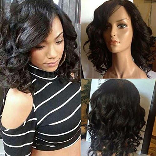 Wellmi 360 Lace Frontal Wig with Baby Hair Pre-plucked For Black Women Short Loose Wave 360 Lace Wigs Brazilian Hair Left Part 130% Density 14 inches