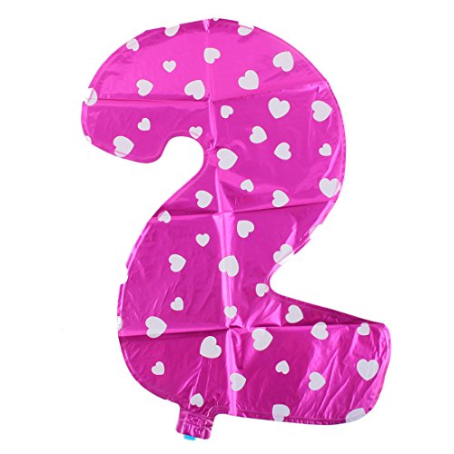 sourcingmap® 16″ Fuchsia Foil Number 2 Form Ballon Helium Party Geburtstag Hochzeit Dekor - 2