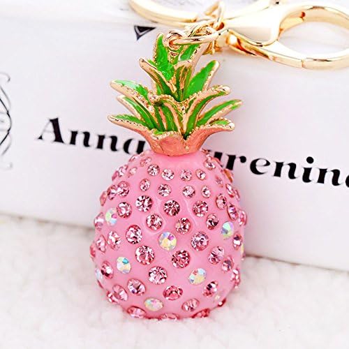 Fashion Red Pineapple Rhinestone Alloy Resin Women Car or Bag Keychain