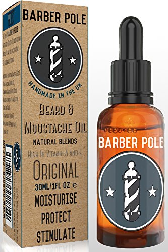 Premium Beard Oil Hand Blended by Barber Pole - Original Beard Oil - Made in The UK - Stop that Beard Itch - Soften Your Beard - Beard Oil for Men who want a healthly one - Beard Oil Perfectly Formulated for Beard Growth - Beard Oil Naturally High in Vitamin E - The ideal Valentine gift for men.(30 ml)