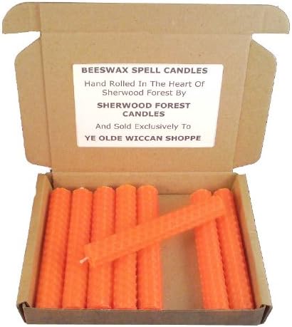 Sherwood Forest Candles - Set of 8 Witch's Beeswax Spell Candles - Orange - 10cm