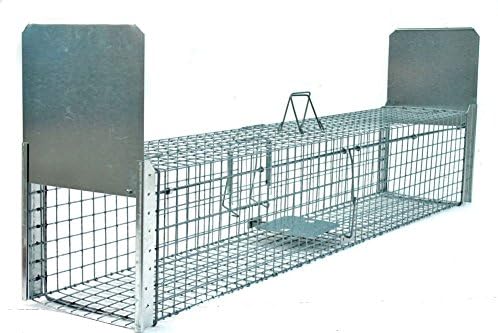 Zielonalapka Strong Humane Animal Trap Cage 2 doors, Capture Martens, Cats, Otters, Beavers, Foxes and Dogs, Size: 59" (150x34x34 cm) With Extra Bait