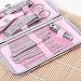 NUOLUX 12pcs Manicure Pedicure Sets Stainless Steel With Pink Case