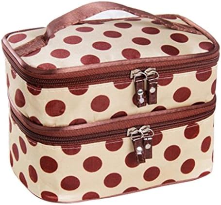 WINWINTOM Double Layer Cosmetic Bag Travel Toiletry Bag (Beige)