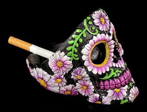 Ashtray Skull - Colourful with Flowers Skull Ascher