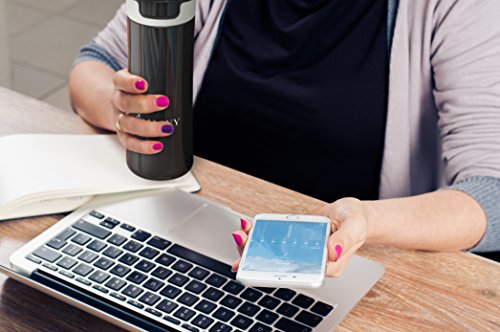 Isolierbecher Für Kaffee oder Tee aus Rostfreiem Edestahl – 450 ml – Travel Mug mit One Push Verschluss Deckel – Thermobecher To Go – Schwarz - 5