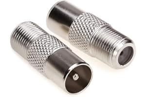 Pencilupnose 2 Pack TV Aerial Coaxial Cable F-Connectors Adaptor compatible with Satellite Sky BT Freeview Set-top Box F Type Screw Connector Socket to RF Coax Aerial Male Adapter
