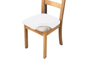 XIANYU Fundas De Asiento Jacquard para Sillas De Comedor Estiramiento Asiento De Silla Cojín Fundas Lavables Extraíbles Comedor Cocina Fundas para Sillas (Blanco,Set of 4)