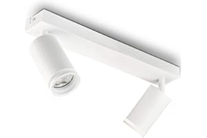BOYIR Lampada Faretti da Soffitto LED Orientabili, Faretti da Parete Interno GU10 Bianco, Moderna Plafoniera LED Faretti 2 Luce, Faretto da Parete Interno per Barra, Cameretta, Cucina, Senza Lampadina
