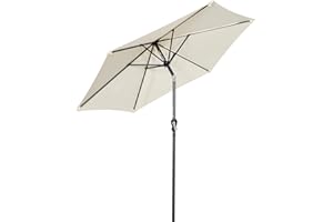 Angel Living 250cm Parasol de Jardín Sombrilla de Acero con Mecanismo de Inclinación Sombrilla con Mástil de Acero de 38mm para Jardín Patio Playa (beige claro)