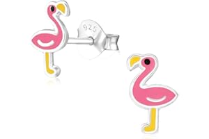 Laimons orecchini per bambina, motivo fenicottero rosa in argento Sterling 925