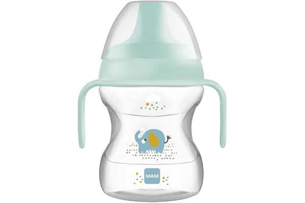 MAM Learn To Drink Cup Tasse avec poignées amovibles et bec verseur, à partir de 6 mois, 190 ml, bleu