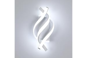 Dorlink Modern LED Wall Light 22W White Spiral Aluminum Modern LED Wall Lamp, 6500K Cool Light Indoor Wall Lighting Fixtures for Bedside, Hallway, Stair, Living Room, Bedroom