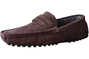 Jamron Uomo Pelle Scamosciata Penny Mocassini Comfort Scarpe da Guida Pantofole
