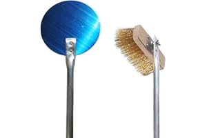 TOOLTEK KIT PALE SET PALA PIZZA FORNO A LEGNA 2pz TONDA SPAZZOLA