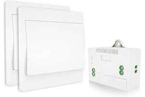 MOESGO MOES Kit de Interruptor Inalámbricas, sin Cables, sin batería, fácil instalación, Mando a Distancia Exterior hasta 20 m (2 interruptores RF y 1 Receptor)