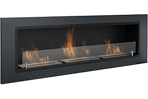 AARON HOME Milano camino bioetanolo, montaggio a parete, acciaio inox, 128x42cm (antracite)