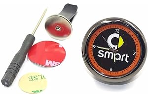 BRALEM Adesivo Orologio Cruscotto Auto, Orologio Rotondo Calibro Elettronico Orologio Analogico Al Quarzo, Accessori Decorativi, Per Smart 450 452 454 451 453 Fortwo Forfour,A