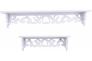 ‎LIEBEWH Półki Naścienne wyświetlają białą półkę na ścianę drewnianą rzeźbioną małą półkę ścienną Pływające Meble do Przechowywania Home Decor Stand