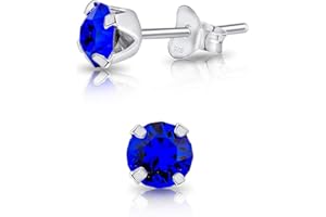 DTP SILVER DTPsilver® Pendientes Pequeños Plata de Ley 925 con Cristales Swarowski 5 mm - Pendientes de Colores - Aretes Mujer Brillantes - Pendientes de Brillo