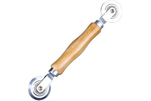 KAIISSA Rodillo de Presión Rueda de Herramientas para Pantallas de Ventana Aleación de Aluminio Mango de Madera Duradero Polea de Presión para Instalar Pantallas de Puertas de Ventana