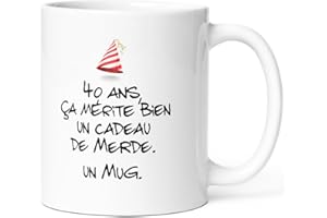 LUIGI COLLECTION Mug Anniversaire 40 ans Humour Tasse Message drôle Idée Cadeau Original Rigolo pour Ami Homme Femme Collègue Copain Copine pour Joyeux Anniversaire Quarante Ans Quarantaine