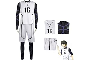 Lzrong Blue Lock Costume de cosplay Rin Itoshi Football Anime Maillot n° 1 Collants Football Uniforme Set Anime Jeu de rôle Costume d'Halloween
