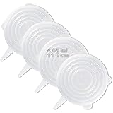 LELE LIFE Confezione da 4 coperchi elasticizzati in silicone di dimensioni uguali, riutilizzabili più spessi e durevoli in si