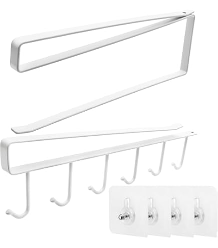 2 Tassenhalter Mit Je 6 Haken – Platzsparend Unter Regalen, Bohrfrei Montierbar