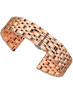 22mm Männer breiten High-End-Massiv Rotgold Edelstahl 316l Uhrenarmbänder Wechselglieder gerade Ende schwere Ausführung...