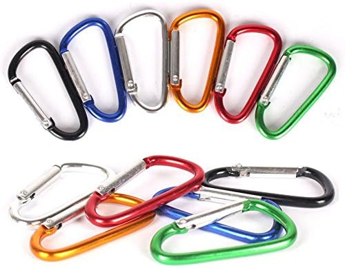 5 Pcs Mixed Aluminum KeyRing Alloy D Carabiner Spring Snap Clip Hook Keychain Climbing