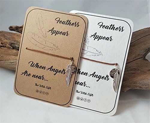 "Feathers appear when Angels are near" Bracelet Mounted on card, Feather Charm - Gift, Comfort, Love