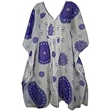 Indiatrendzs Women's Printed Cotton Kaftan Designs Top / Kimono Loose Caftan Dress 60"