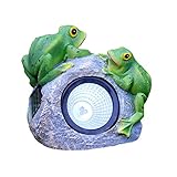 Lámpara Solar Al Aire Libre De Cristal Pintado A Mano Escultura Jardín Rana De Piedra...