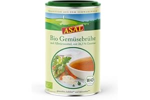 ASAL Bio Gemüsebrühe 540g für 30 Liter - klare Suppe mit 26% Gemüseanteil, ohne Geschmacksverstärker und ohne Hefe, keine Konservierungsstoffe, Bouillon zum Würzen und Verfeinern, Salzersatz & vegan