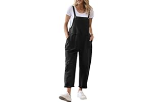 YESNO Women's Dungarees Loose Casual Sleeveless Overall Long Jumpsuit Playsuit Dungarees PV9UK