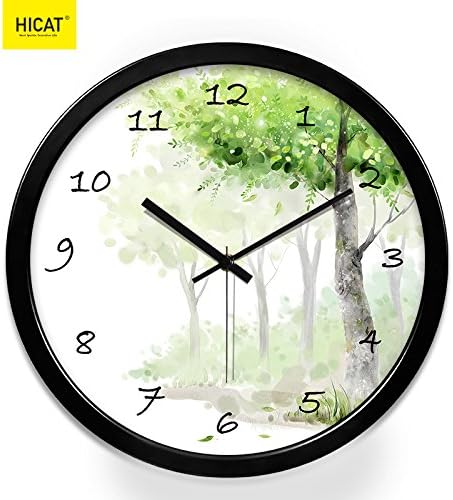 BYLE Creative Stylish Garden Air Purifiers Quartz Clock Living Room Bedroom Minimalist Style Mute Clock Home Decor Wall Clock, 14 Inch, Black-Black Box,