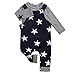 WangsAura Baby Boys Girls Long Sleeve Striped T-shirt and Stars Print Bib Pants Set